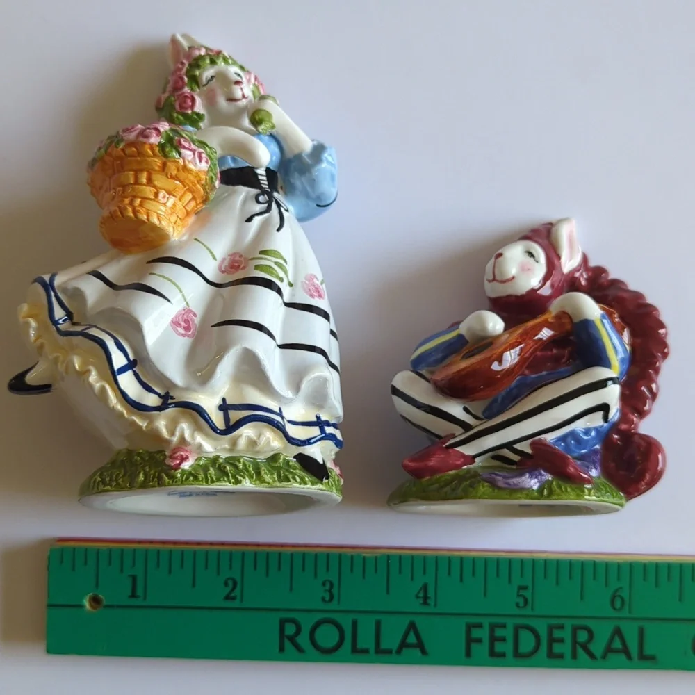 1997 Pamela Silin Palmer Rabbit Bunny Salt And Pepper Shakers Enesco Co Interart